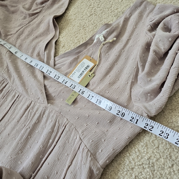 NWT $115 Monk & Lou Swiss Dot Tiered Dress Size L Blush Pink Maeve - Picture 8 of 11